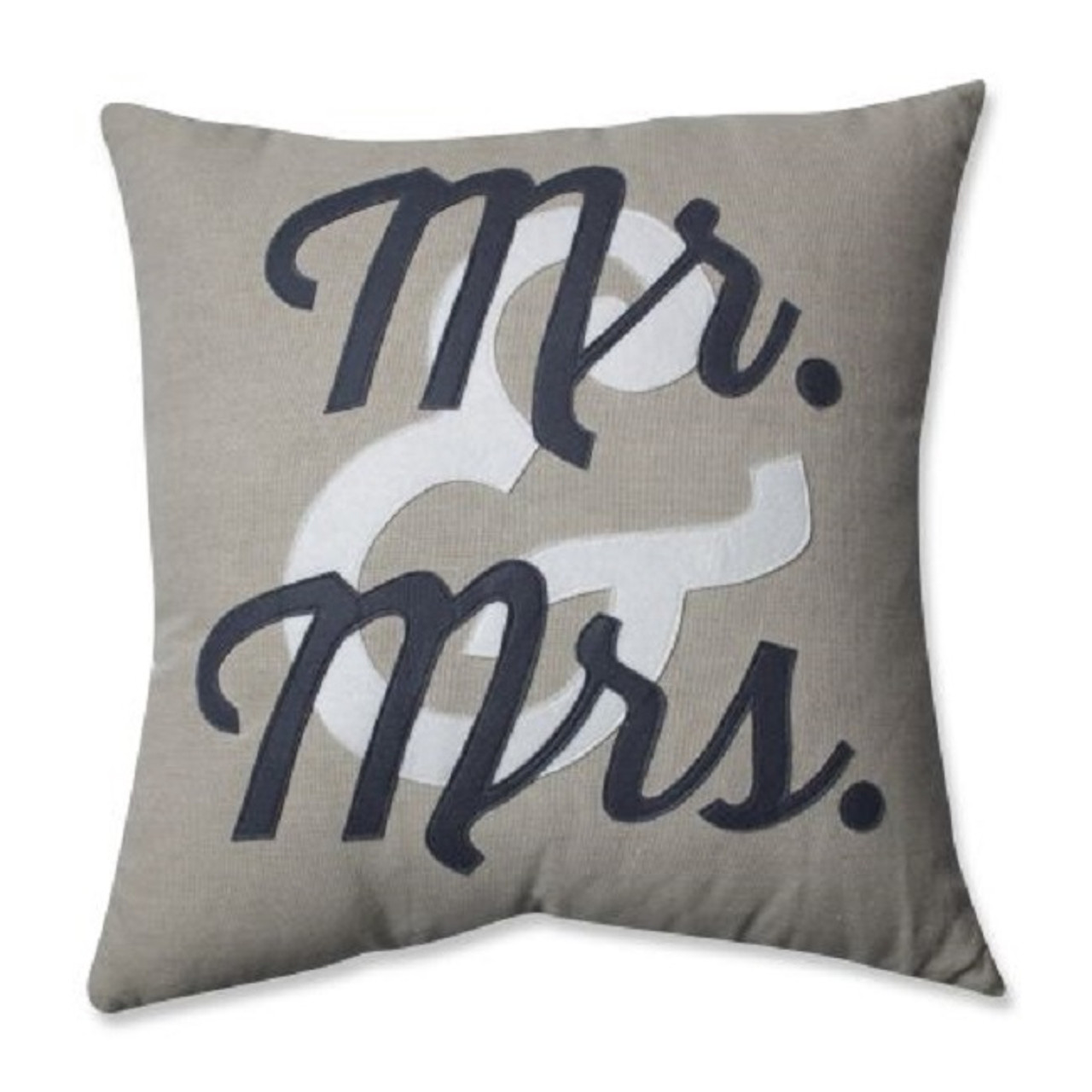 Mr and Mrs Monogrammed Contemporary Square Throw Pillow - 18" - Gray and Black